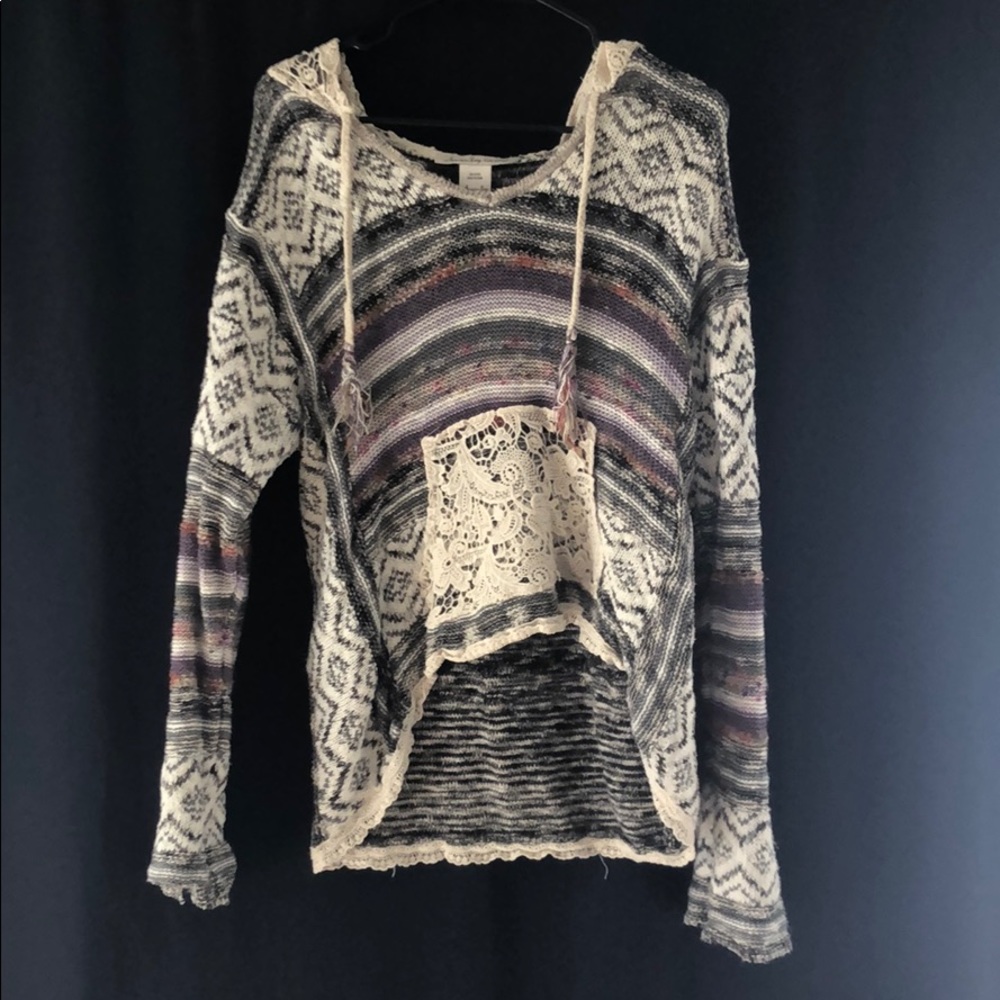 Cozy lace trimmed light sweater